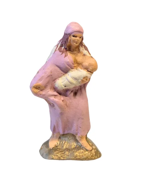 Donna con bambino in braccio in terracotta 5 cm