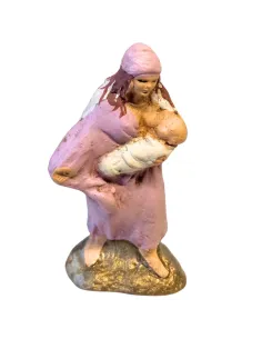 Donna con bambino in braccio in terracotta 5 cm 2