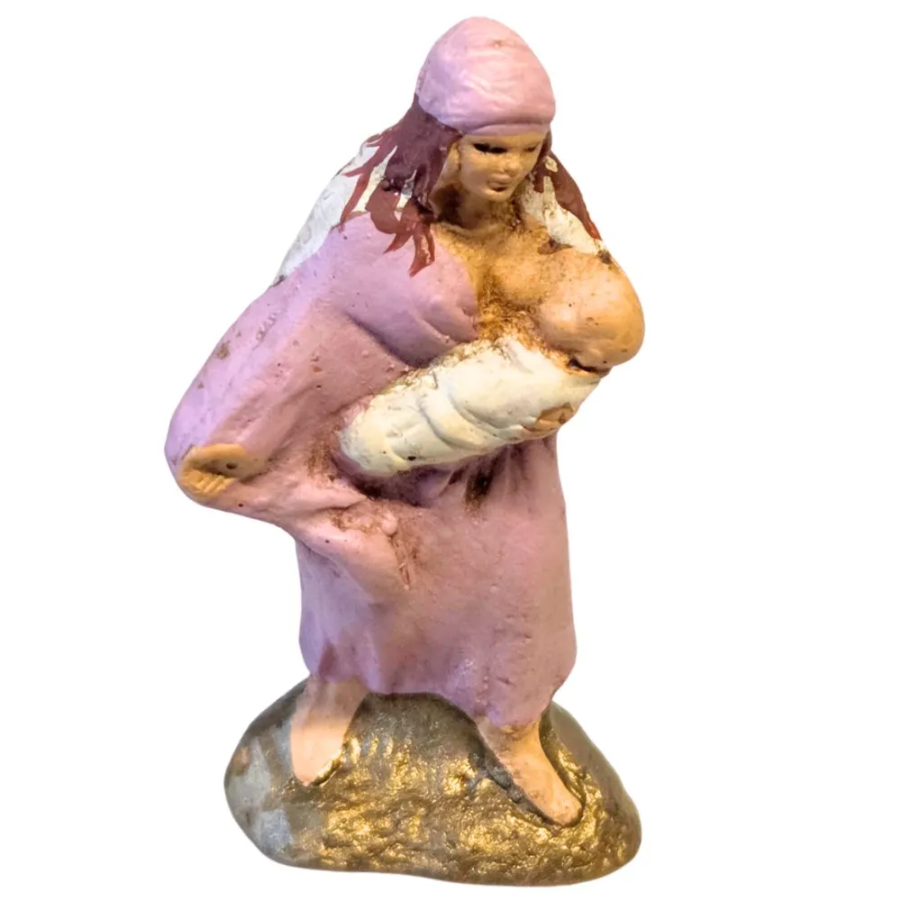 Terracotta woman holding baby – 5 cm
