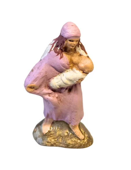 Donna con bambino in braccio in terracotta 5 cm