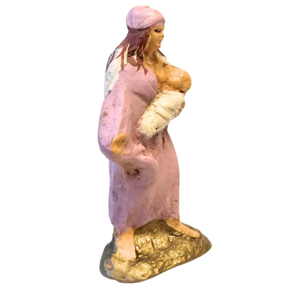 Donna con bambino in braccio in terracotta 5 cm