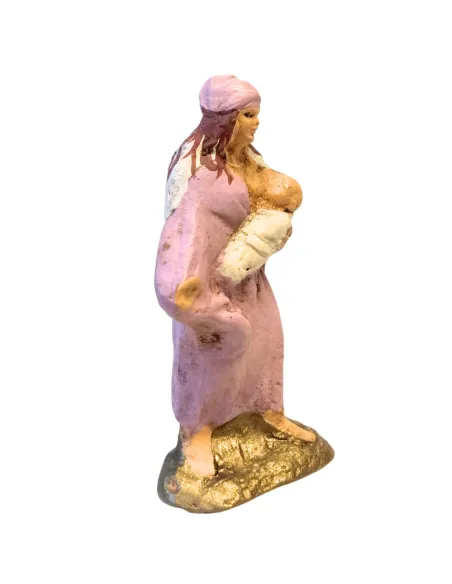 Terracotta woman holding baby – 5 cm
