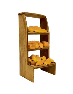 Bancarella in legno con pane per statue da 8-10 cm