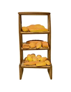 Bancarella in legno con pane per statue da 8-10 cm 2