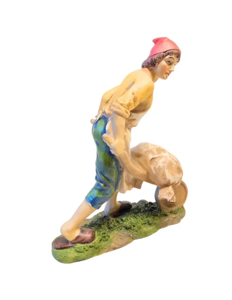 Contadino con carriola in resina 30 cm