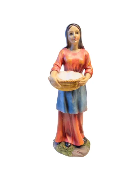 Resin woman with basket – 30 cm