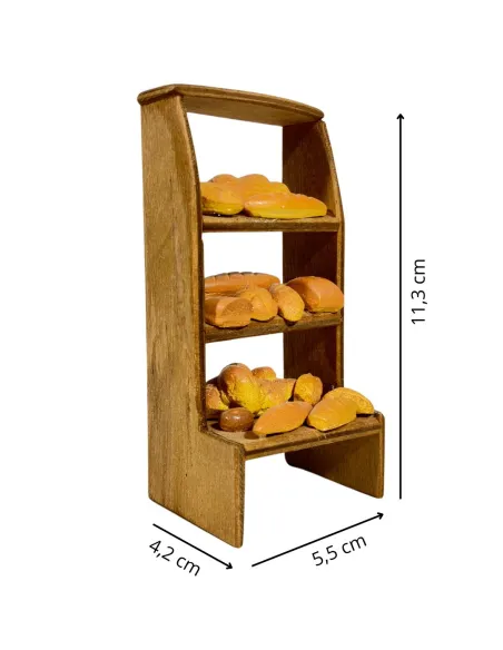 Bancarella in legno con pane per statue da 8-10 cm