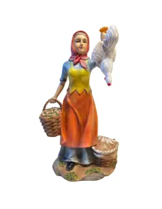 Resin farm woman with rooster and baskets – 30 cm 2