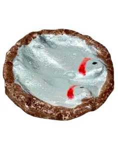 Cesto rotondo con 2 pesci in gesso per statue da 20 cm