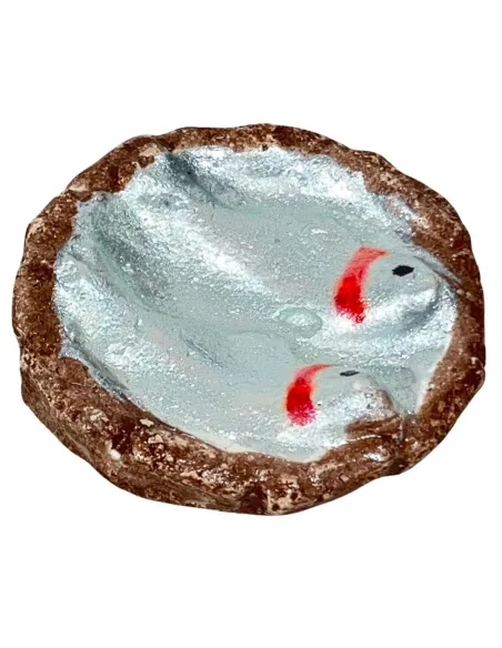 Cesto rotondo con 2 pesci in gesso per statue da 20 cm