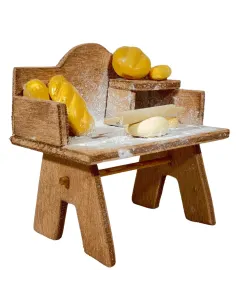 Wooden Baker's Workbench with Plaster Bread for 8–10 cm Nativity Figures 2
