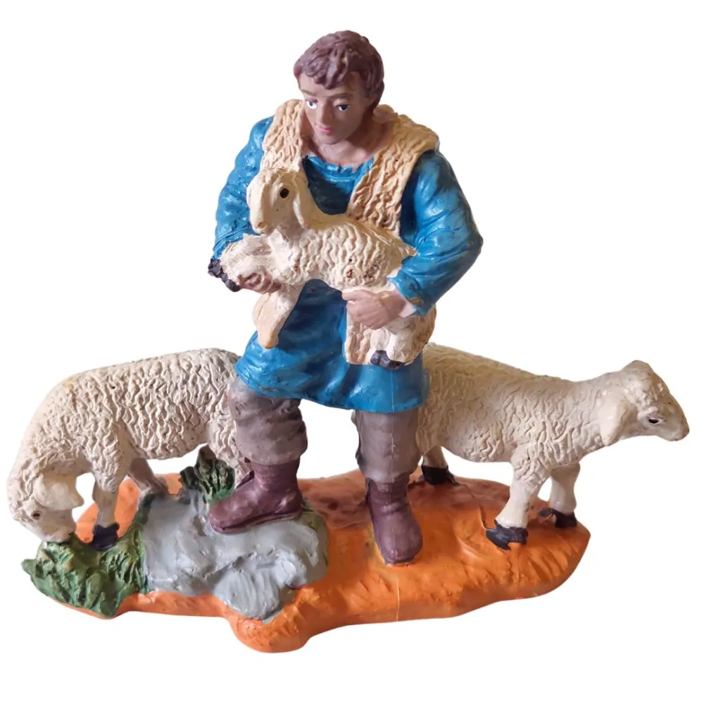 Oliver shepherd with sheep and lamb – 8 cm