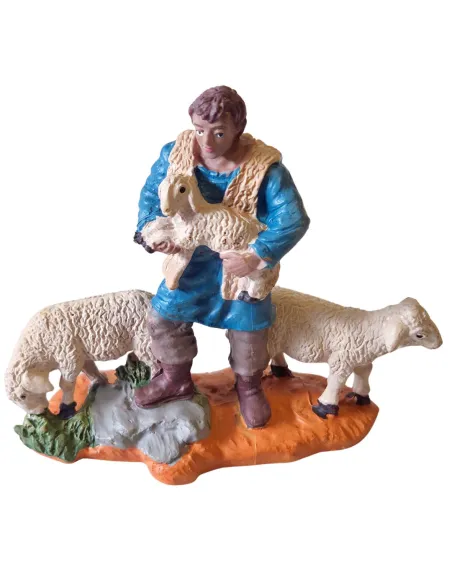 Oliver shepherd with sheep and lamb – 8 cm