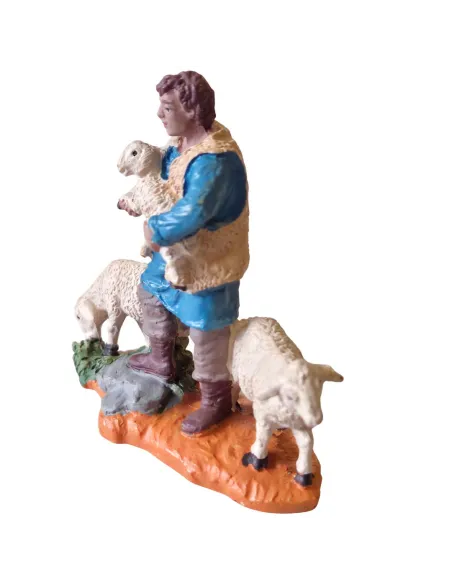 Pastore Oliver con pecore e agnello 8 cm