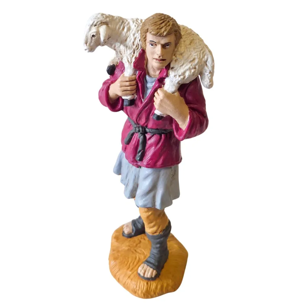 Oliver shepherd with sheep on shoulders – 15 cm