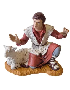 Kneeling adoring shepherd with sheep – 15 cm 2