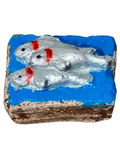 Cassetta con 3 pesci in gesso per statue da 8-10 cm