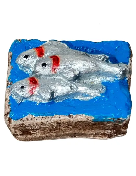 Cassetta con 3 pesci in gesso per statue da 8-10 cm