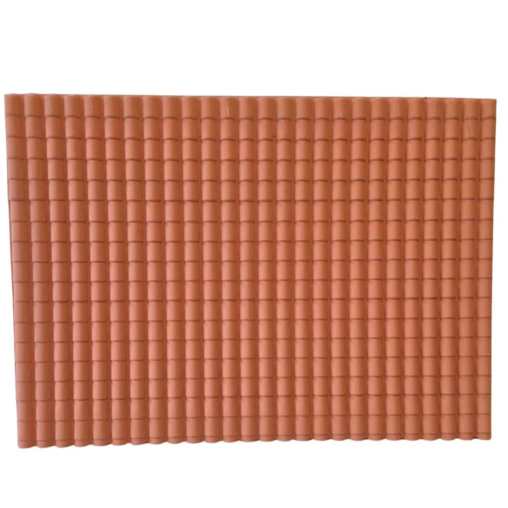 Large tile-effect terracotta roof panel in rigid plastic – 49×35 cm