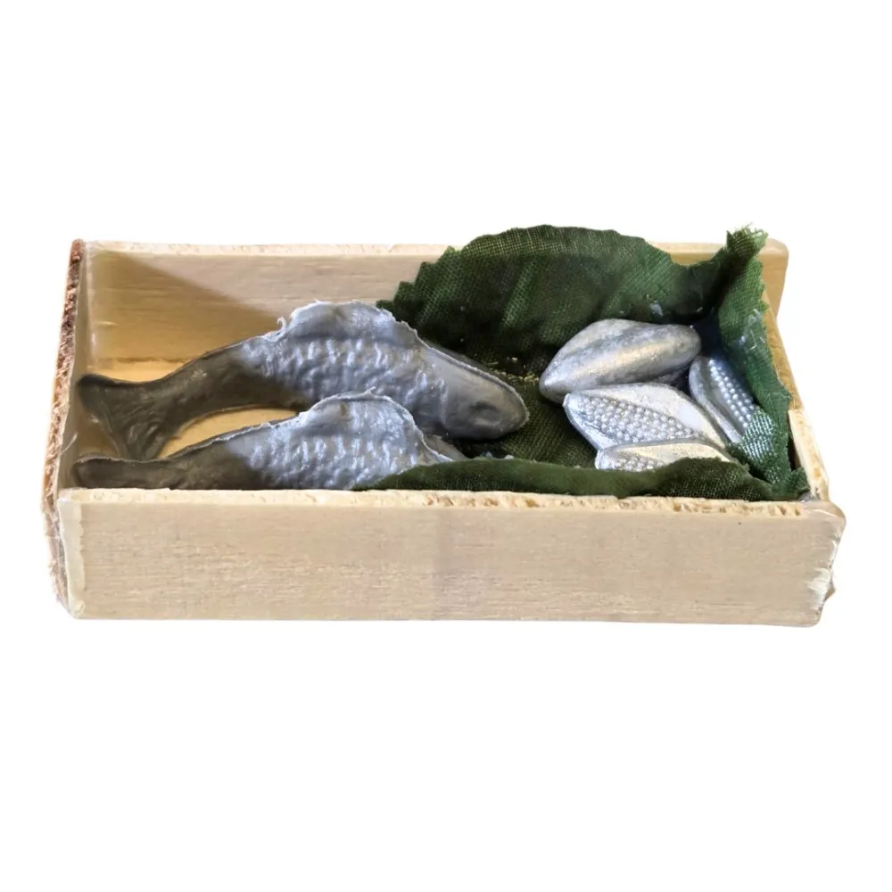Cassetta in legno con pesce per statue da 25-30 cm