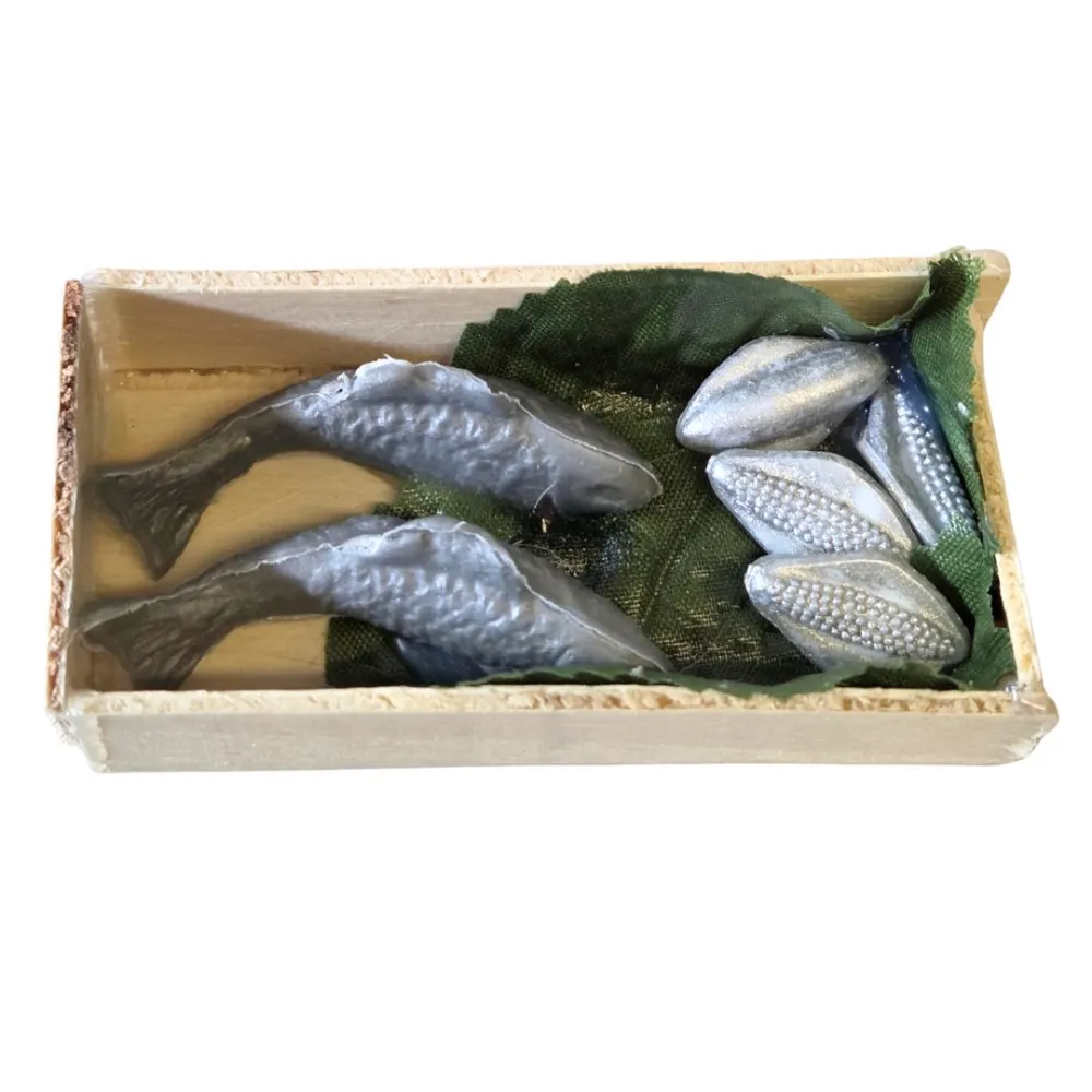 Cassetta in legno con pesce per statue da 25-30 cm