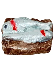 Cassetta con 2 pesci in gesso per statue da 8-10 cm