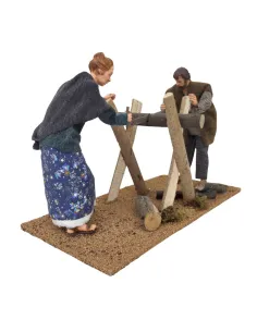 Animated Traditional Woodcutters Scene - 30 cm
