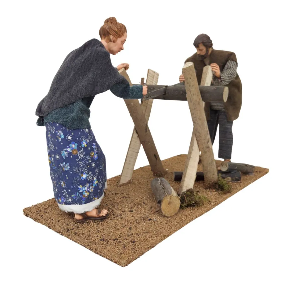 Animated Traditional Woodcutters Scene - 30 cm