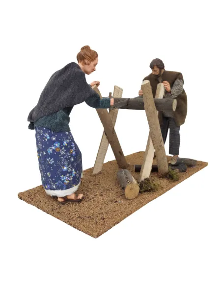 Animated Traditional Woodcutters Scene - 30 cm