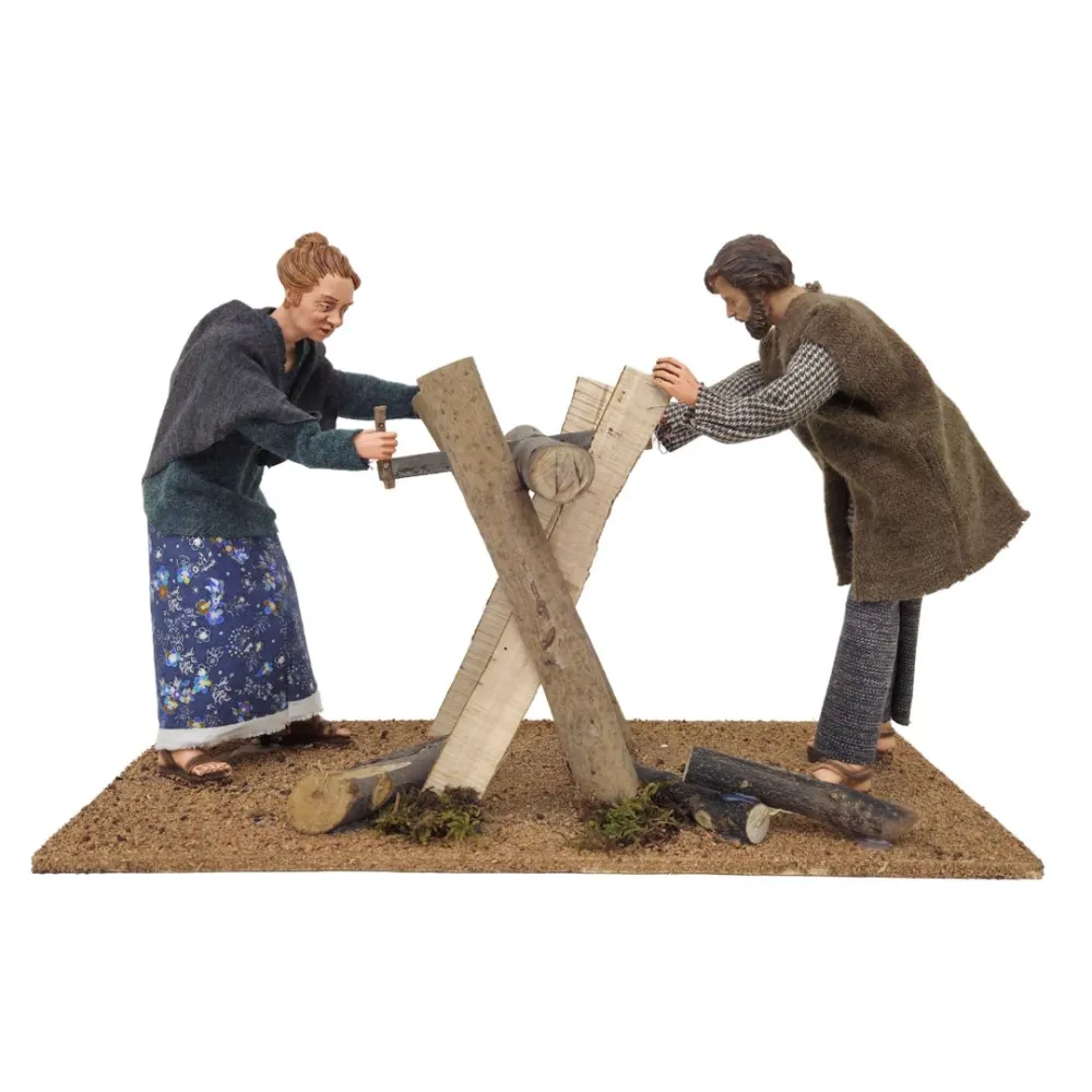 Animated Traditional Woodcutters Scene - 30 cm