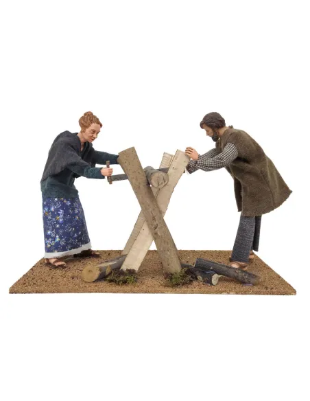 Animated Traditional Woodcutters Scene - 30 cm