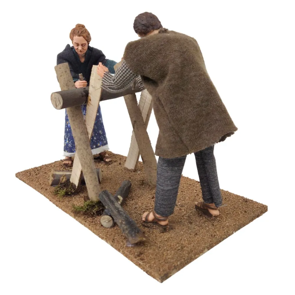 Animated Traditional Woodcutters Scene - 30 cm