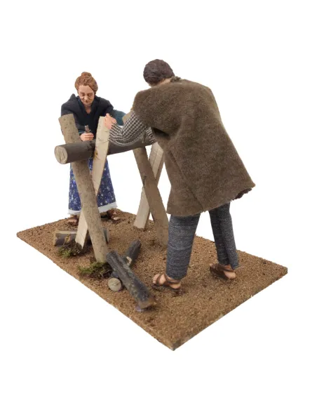 Animated Traditional Woodcutters Scene - 30 cm