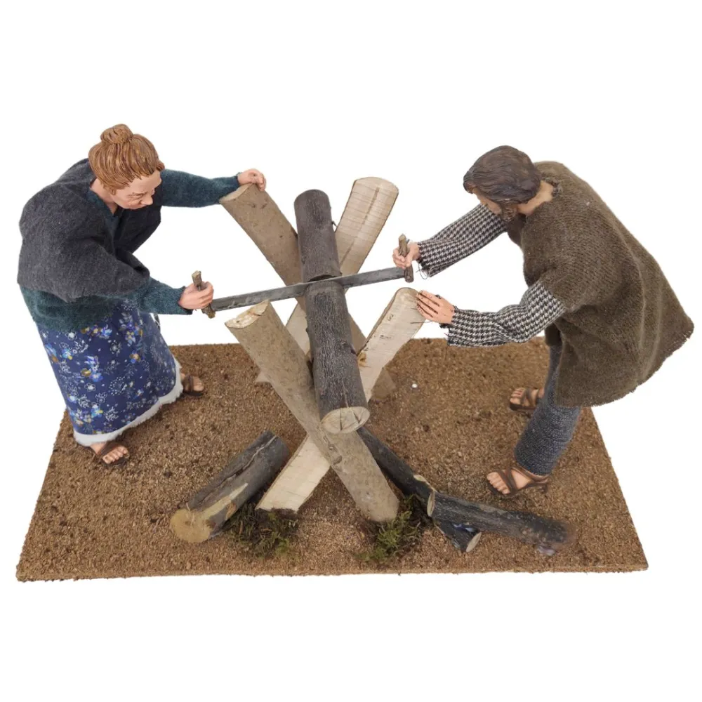 Animated Traditional Woodcutters Scene - 30 cm