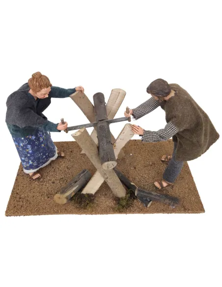 Animated Traditional Woodcutters Scene - 30 cm