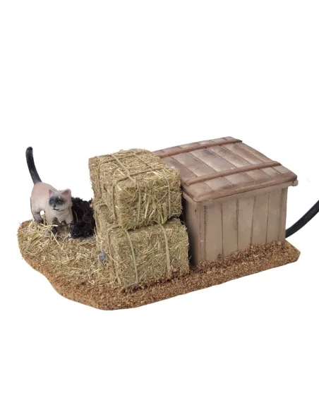 Animated Cat Searching for a Mouse for 30 cm Nativity Figures