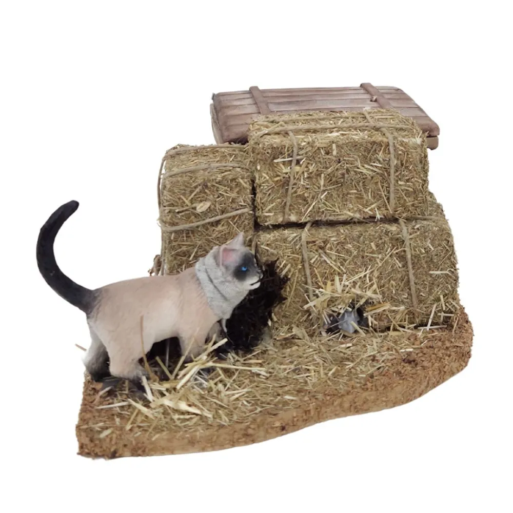 Animated Cat Searching for a Mouse for 30 cm Nativity Figures