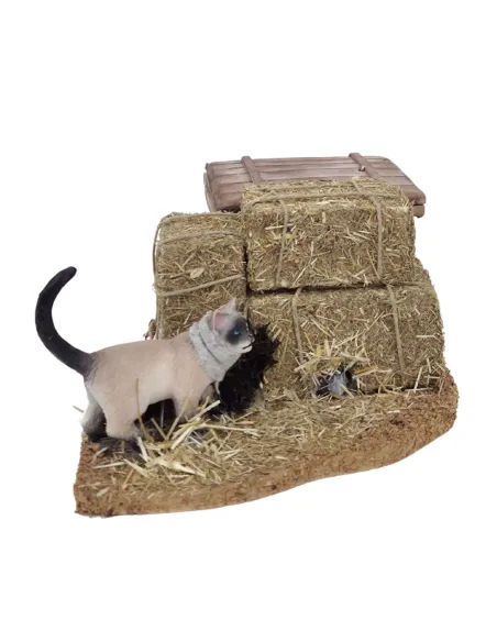 Animated Cat Searching for a Mouse for 30 cm Nativity Figures