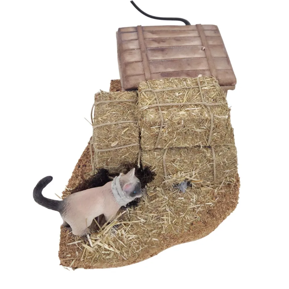 Animated Cat Searching for a Mouse for 30 cm Nativity Figures