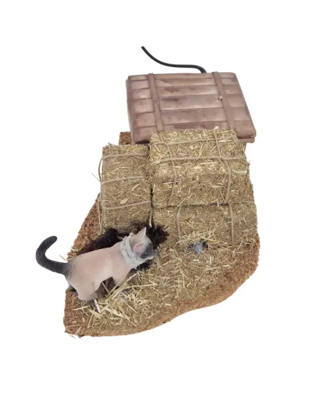 Animated Cat Searching for a Mouse for 30 cm Nativity Figures