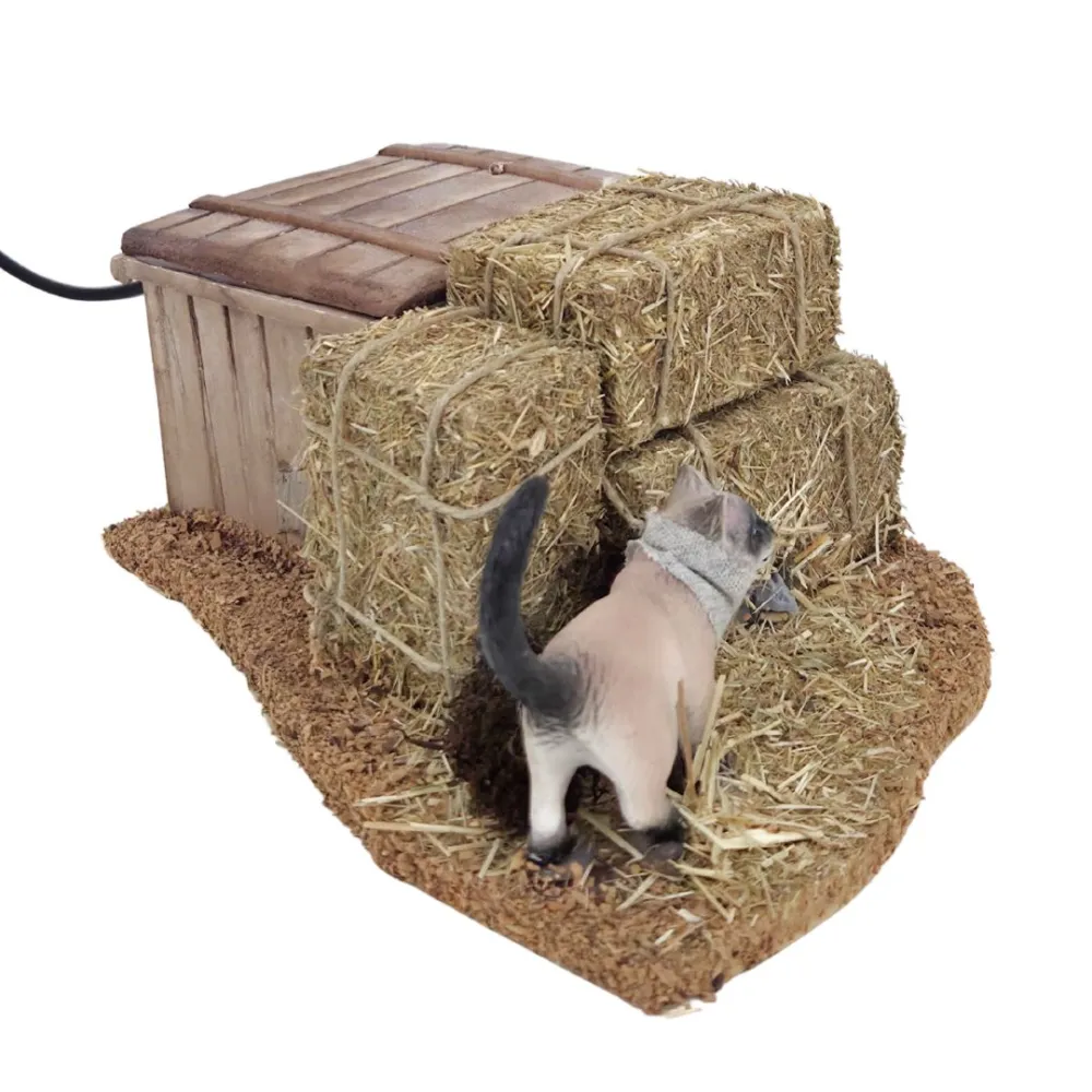 Animated Cat Searching for a Mouse for 30 cm Nativity Figures