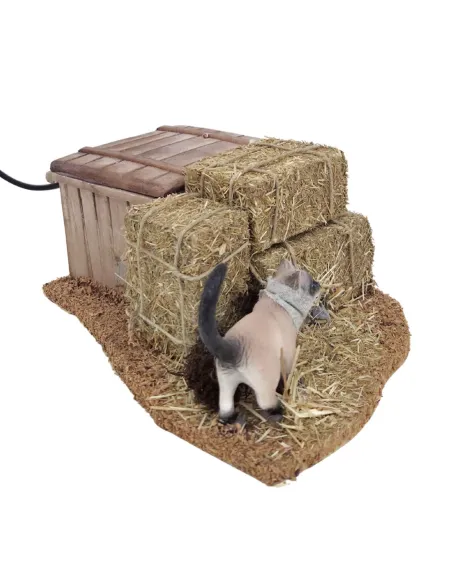 Animated Cat Searching for a Mouse for 30 cm Nativity Figures