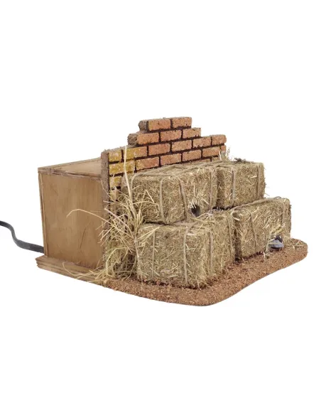 Animated Mice Peeking Out from Hay Bales for 30 cm Nativity Figures