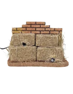 Animated Mice Peeking Out from Hay Bales for 30 cm Nativity Figures