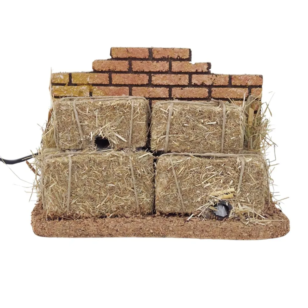 Animated Mice Peeking Out from Hay Bales for 30 cm Nativity Figures