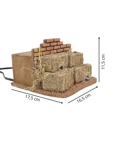 Animated Mice Peeking Out from Hay Bales for 30 cm Nativity Figures