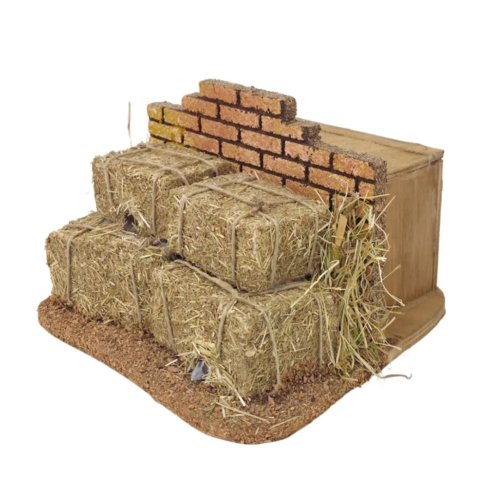 Animated Mice Peeking Out from Hay Bales for 30 cm Nativity Figures