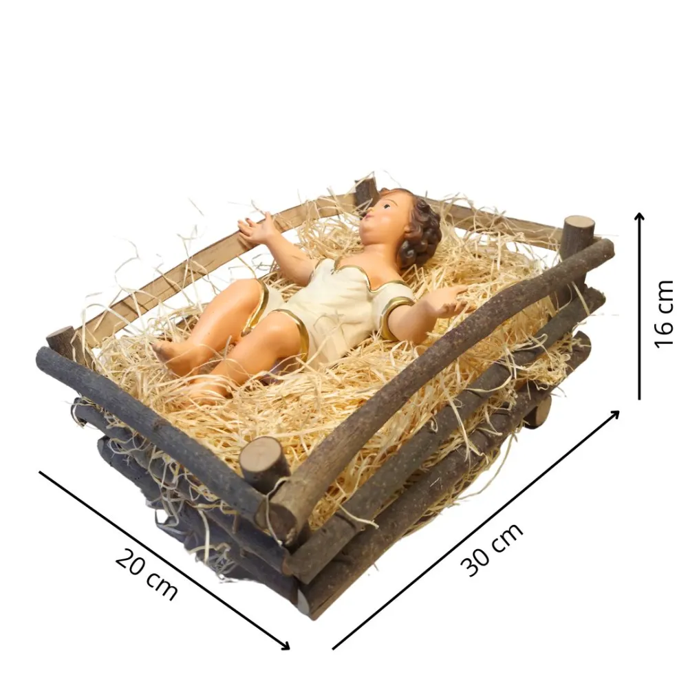 Baby Jesus with Cradle, 40 cm Nativity Figure