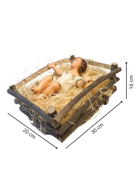 Baby Jesus with Cradle, 40 cm Nativity Figure