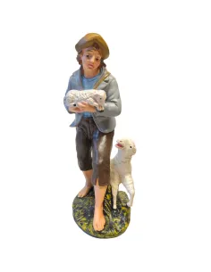 Pastore con agnello in braccio e pecora serie 40 cm